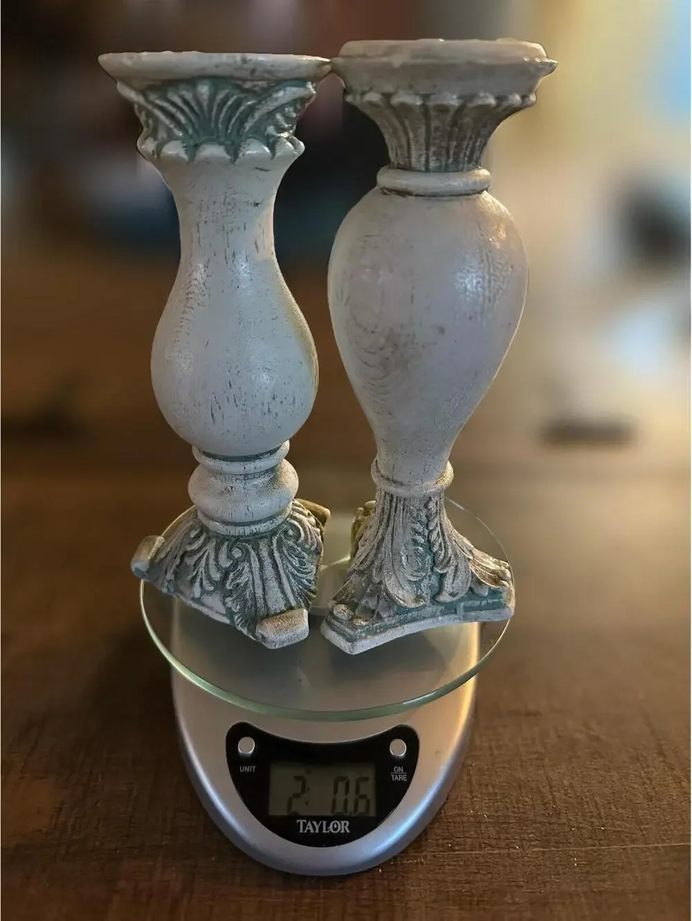 Vintage Wooden Candle Holders with Ornate Design